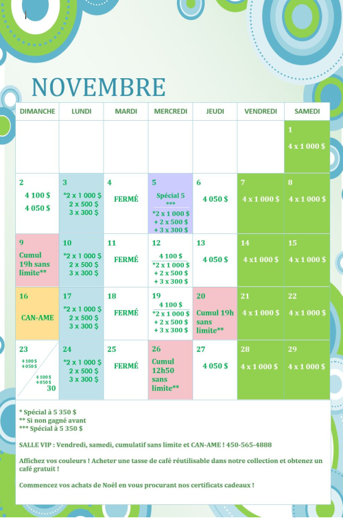 Calendrier novembre 2025