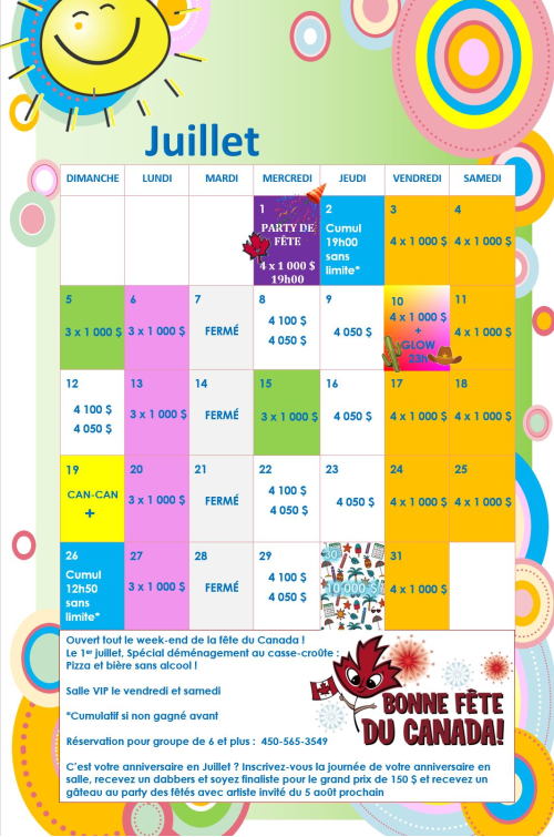 Calendrier juillet 2026