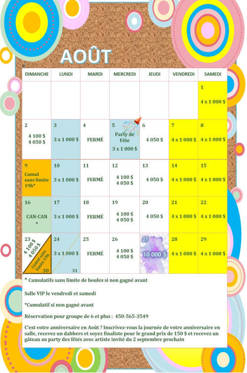 Calendrier août 2026